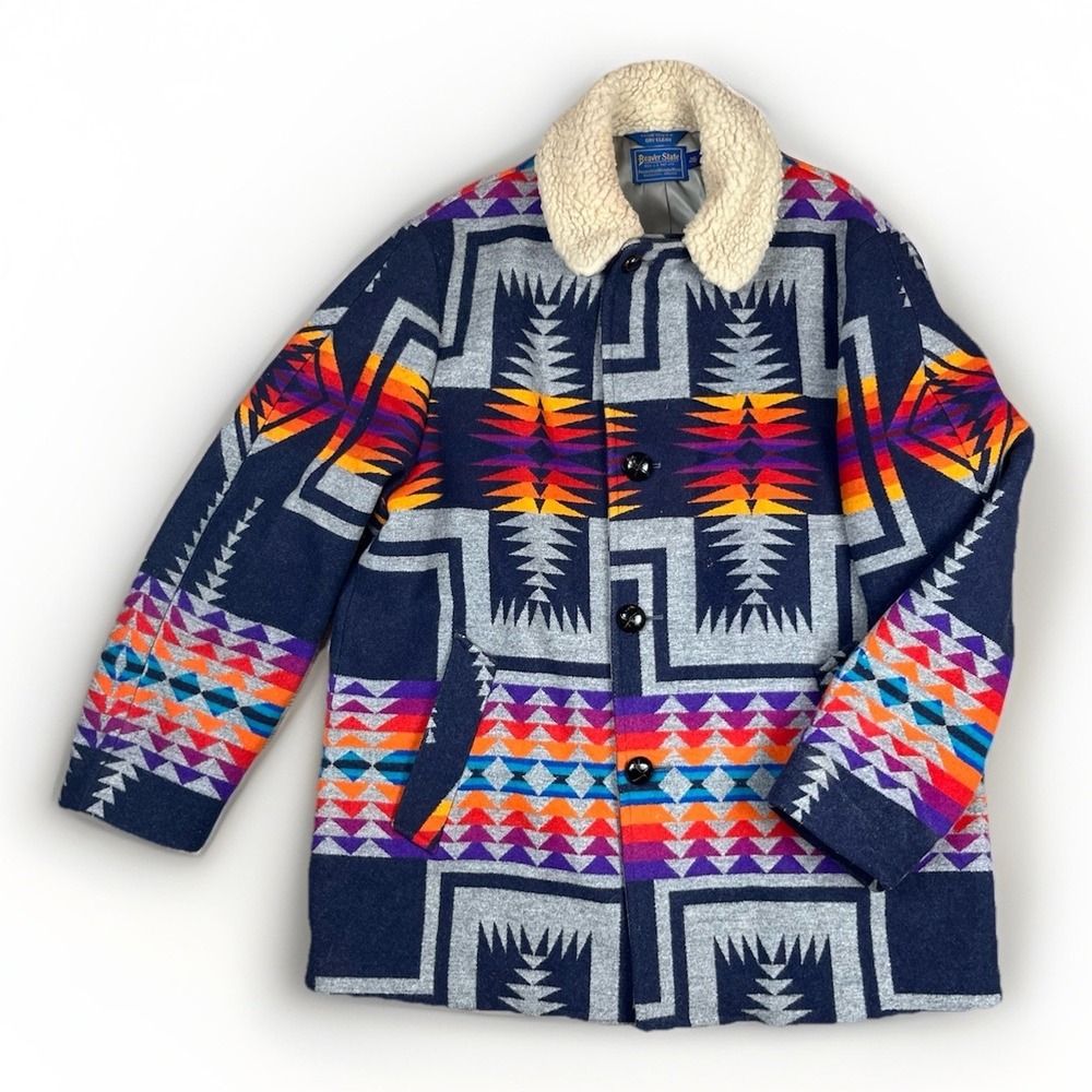 Vtg Pendleton Beaver State Coat Jacket Mens Sz 46 Chief Joseph Sherpa Wool USA